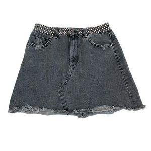 DL1961 Georgia Studded Mini Jean Skirt Faded Black Size 28